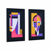 Faces MDF Base 3D Painting Set of 2 (Multicolor)