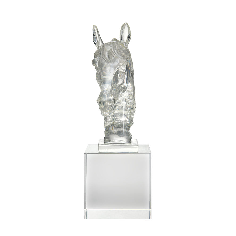 Horse Head On Cuboid Decorative Showpiece (Transparent)