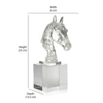 Horse Head On Cuboid Decorative Showpiece (Transparent)