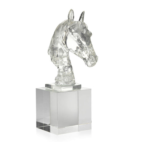 Horse Head On Cuboid Decorative Showpiece (Transparent)