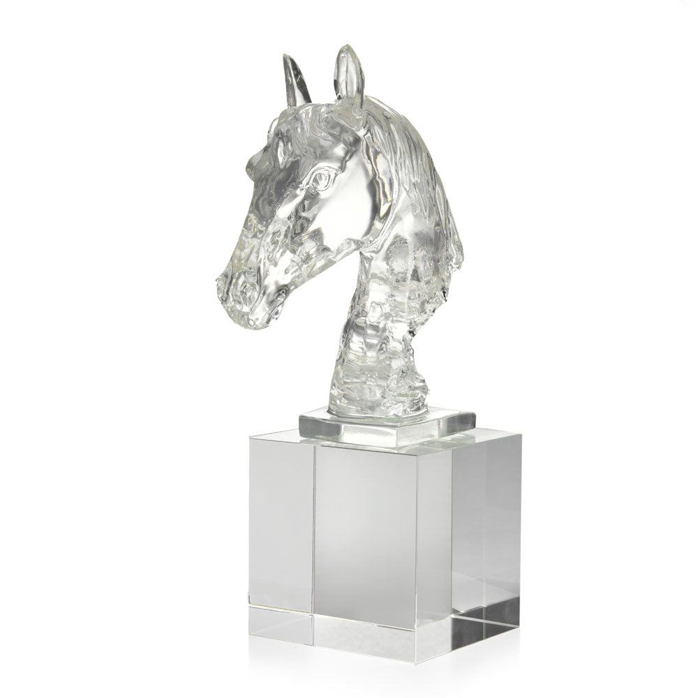 Horse Head On Cuboid Decorative Showpiece (Transparent)