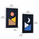 Sun Moon MDF Base 3D Painting Set of 2 (Multicolor)