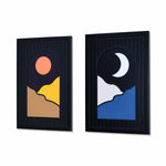 Sun Moon MDF Base 3D Painting Set of 2 (Multicolor)