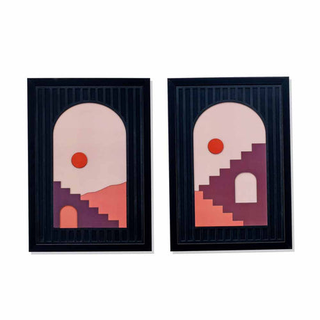 Boho Arch 3D Painting Set of 2 (Brown)