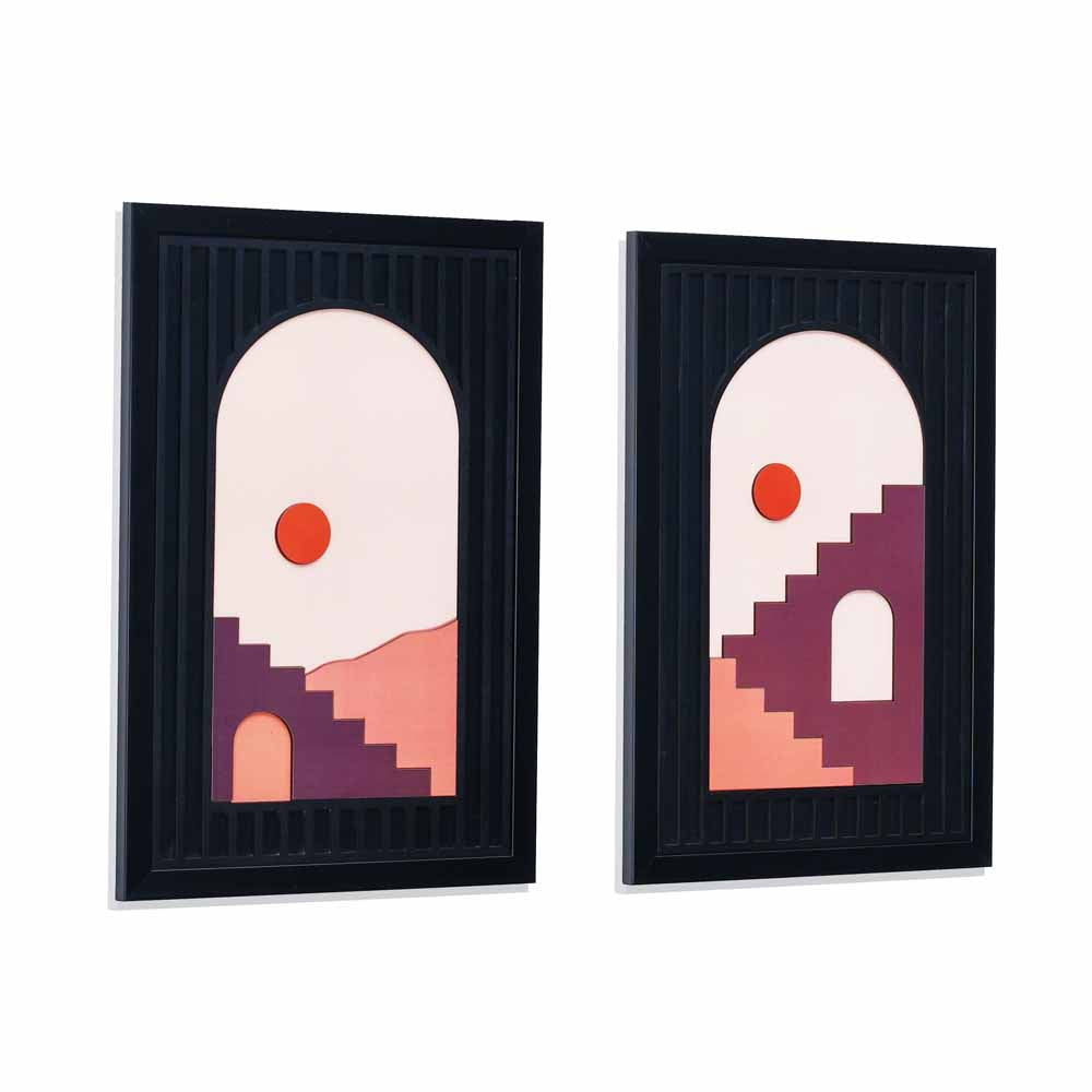 Boho Arch 3D Painting Set of 2 (Brown)