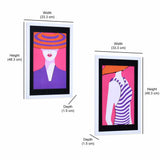 Lady in Hat 3D Painting Set of 2 (Pink & Blue)