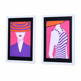 Lady in Hat 3D Painting Set of 2 (Pink & Blue)