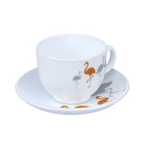 Arias by Lara Dutta Ornate Charms Cup & Saucer Set of 12 (220 ml, 6 Cups & 6 Saucers, White)