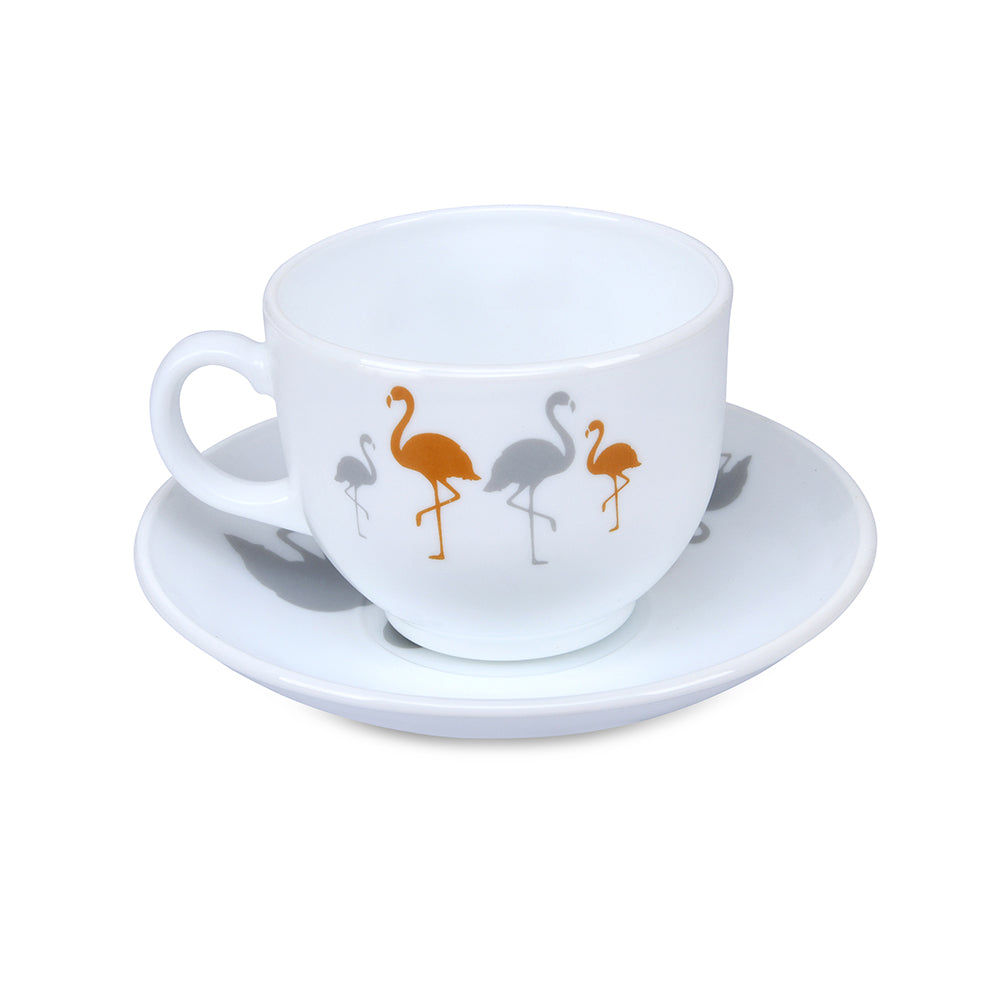 Arias by Lara Dutta Ornate Charms Cup & Saucer Set of 12 (220 ml, 6 Cups & 6 Saucers, White)