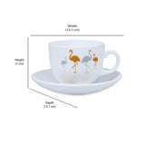 Arias by Lara Dutta Ornate Charms Cup & Saucer Set of 12 (220 ml, 6 Cups & 6 Saucers, White)