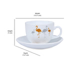 Arias by Lara Dutta Ornate Charms Cup & Saucer Set of 12 (220 ml, 6 Cups & 6 Saucers, White)