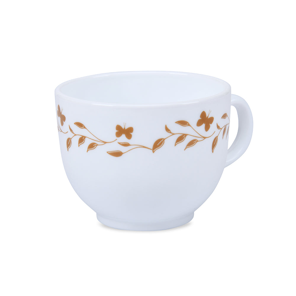 Arias by Lara Dutta Autumn Grace Cup & Saucer Set of 12 (220 ml, 6 Cups & 6 Saucers, White)