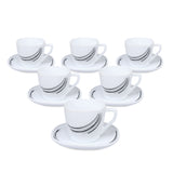 Arias by Lara Dutta Black Fantasy Cup & Saucer Set of 12 (220 ml, 6 Cups & 6 Saucers, White)