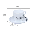 Arias by Lara Dutta Black Fantasy Cup & Saucer Set of 12 (220 ml, 6 Cups & 6 Saucers, White)