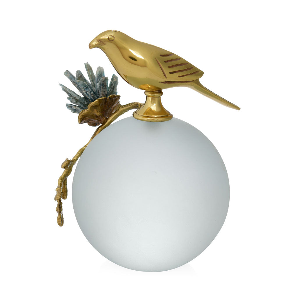 Bird On Ball Metal Showpiece (Small, Gold)