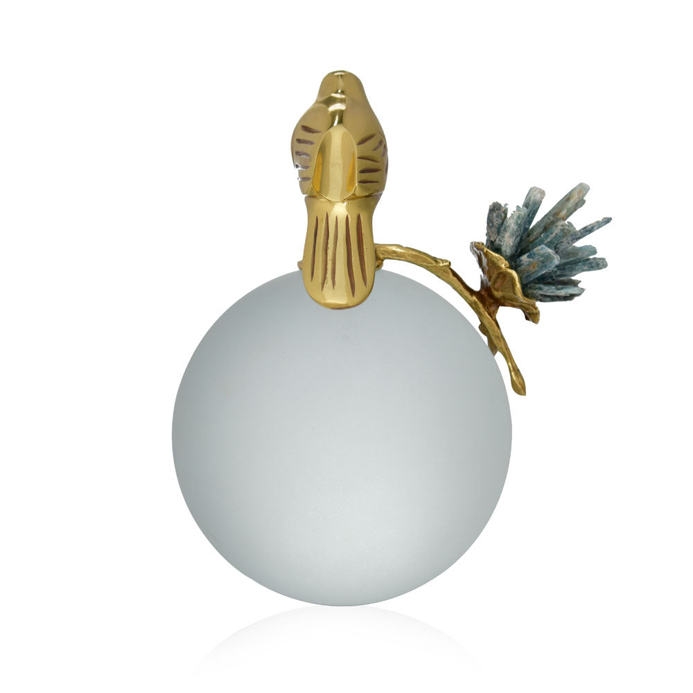 Bird On Ball Metal Showpiece (Small, Gold)