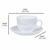 Arias by Lara Dutta Graphite Snow Cup & Saucer Set of 12 (220 ml, 6 Cups & 6 Saucers, White)