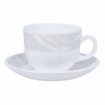 Arias by Lara Dutta Graphite Snow Cup & Saucer Set of 12 (220 ml, 6 Cups & 6 Saucers, White)