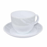 Arias by Lara Dutta Graphite Snow Cup & Saucer Set of 12 (220 ml, 6 Cups & 6 Saucers, White)