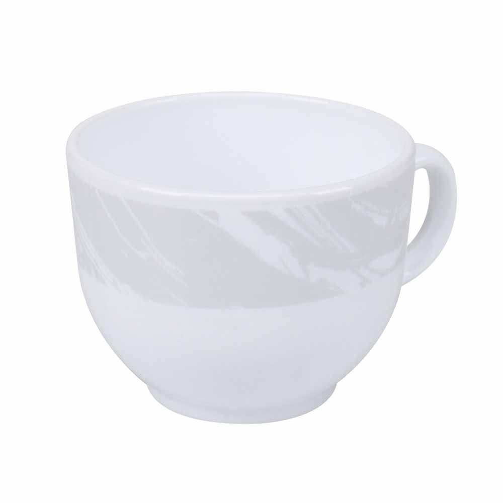 Arias by Lara Dutta Graphite Snow Cup & Saucer Set of 12 (220 ml, 6 Cups & 6 Saucers, White)