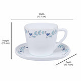 Arias by Lara Dutta Morning Glory Cup & Saucer Set of 12 (220 ml, 6 Cups & 6 Saucers, White)