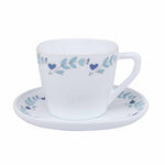 Arias by Lara Dutta Morning Glory Cup & Saucer Set of 12 (220 ml, 6 Cups & 6 Saucers, White)