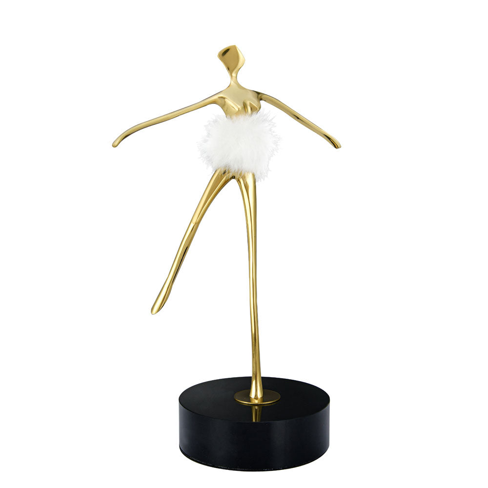 Ballerina Dancing Metal Showpiece (Gold)