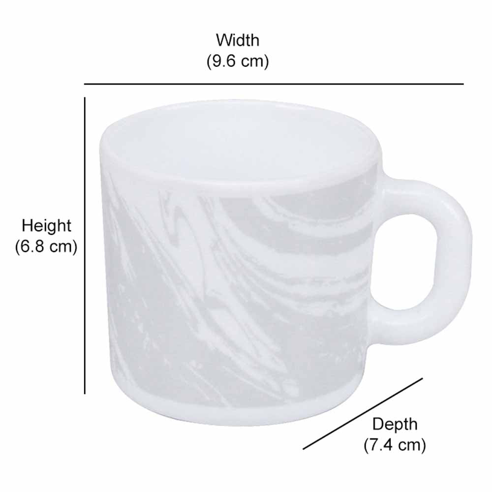 Arias by Lara Dutta Graphite Snow Coffee Mugs Set of 6 (180 ml, White)