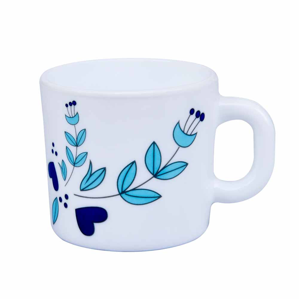 Arias by Lara Dutta Morning Glory Coffee Mugs Set of 6 (180 ml, White)