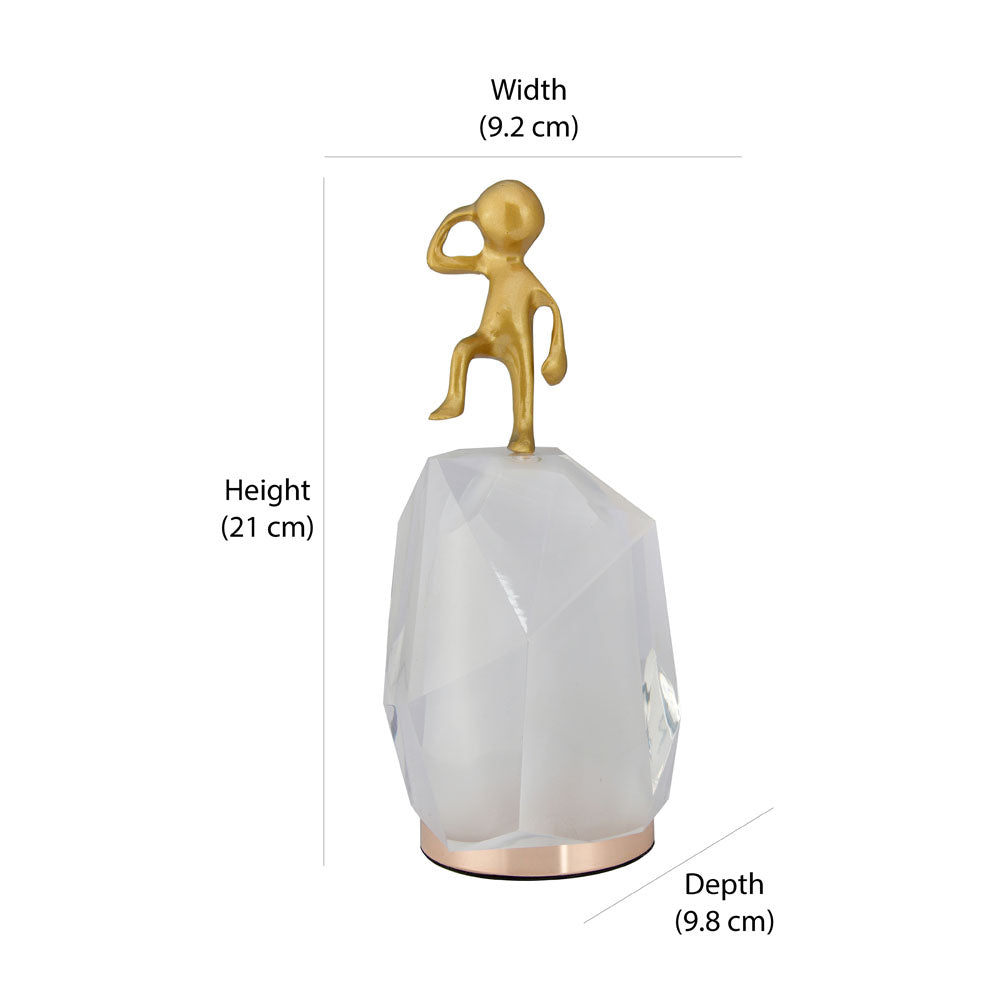 Man Standing On Rock Acrylic & Metal Showpiece (Gold)