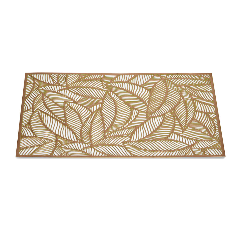 Leaves Design 45 x 30 cm PVC Table Placemat Set of 4 (Gold)