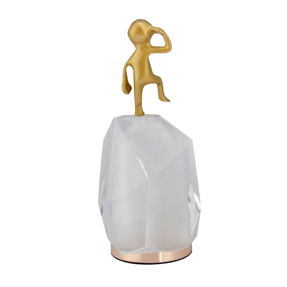 Man Standing On Rock Acrylic & Metal Showpiece (Gold)