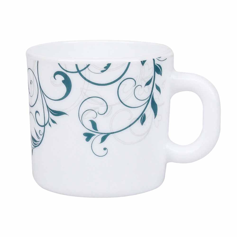 Arias by Lara Dutta Blue Spring Coffee Mugs Set of 6 (180 ml, White)