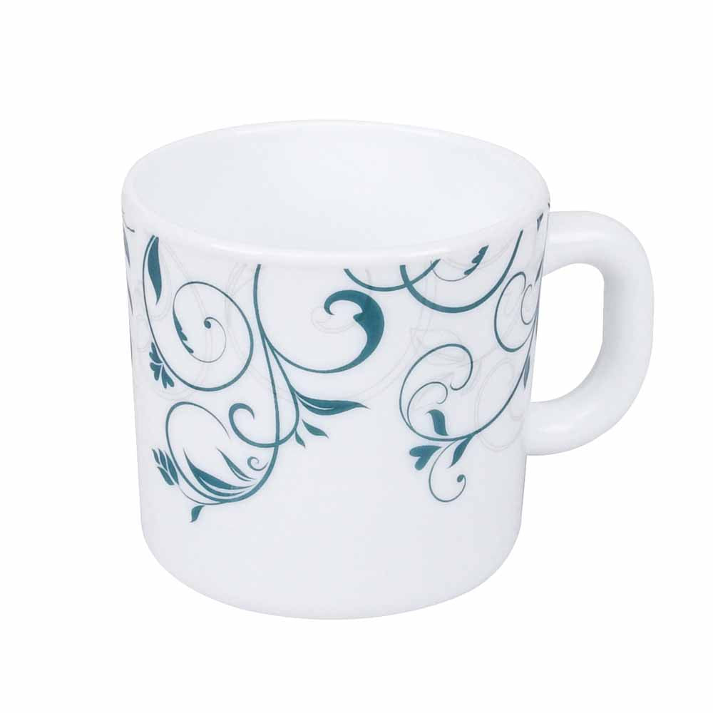 Arias by Lara Dutta Blue Spring Coffee Mugs Set of 6 (180 ml, White)