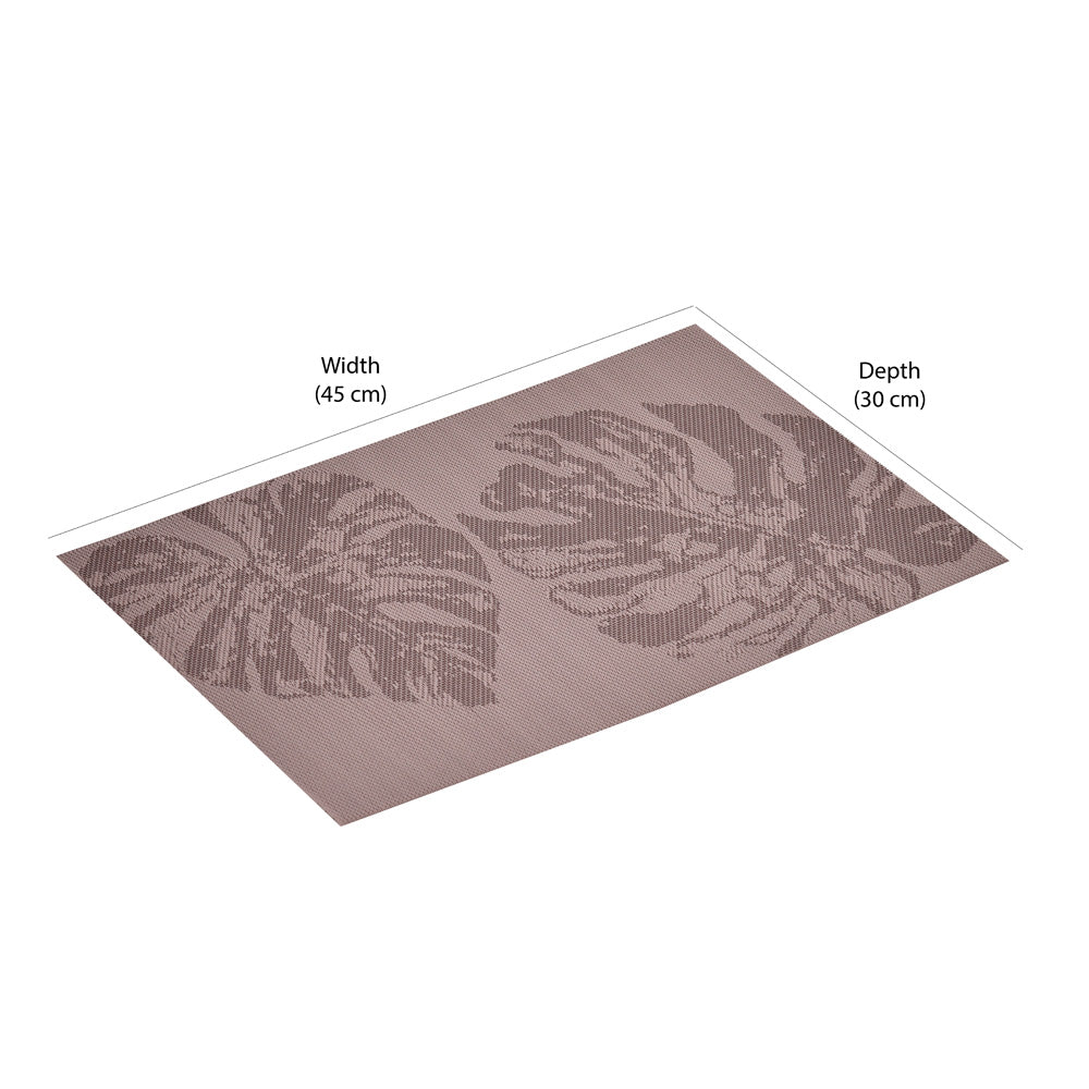 Leaves Design 45 x 30 cm PVC Table Placemat Set of 6 (Taupe)