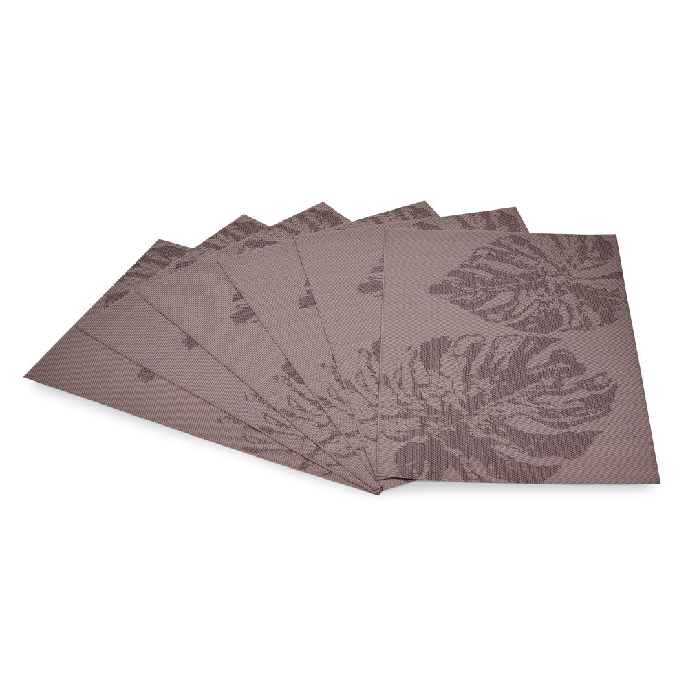 Leaves Design 45 x 30 cm PVC Table Placemat Set of 6 (Taupe)