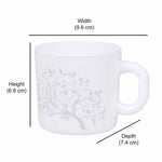 Arias by Lara Dutta Tree of Life Coffee Mugs Set of 6 (180 ml, White)