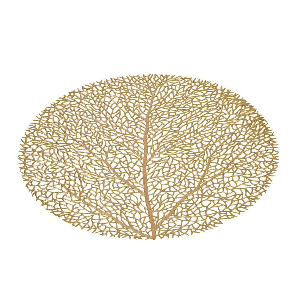 Round Abstract 38 x 38 cm PVC Table Placemat Set of 4 (Gold)