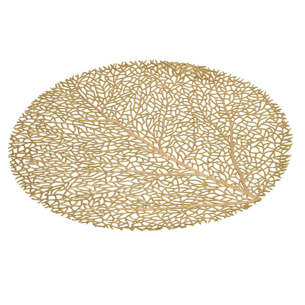 Round Abstract 38 x 38 cm PVC Table Placemat Set of 4 (Gold)