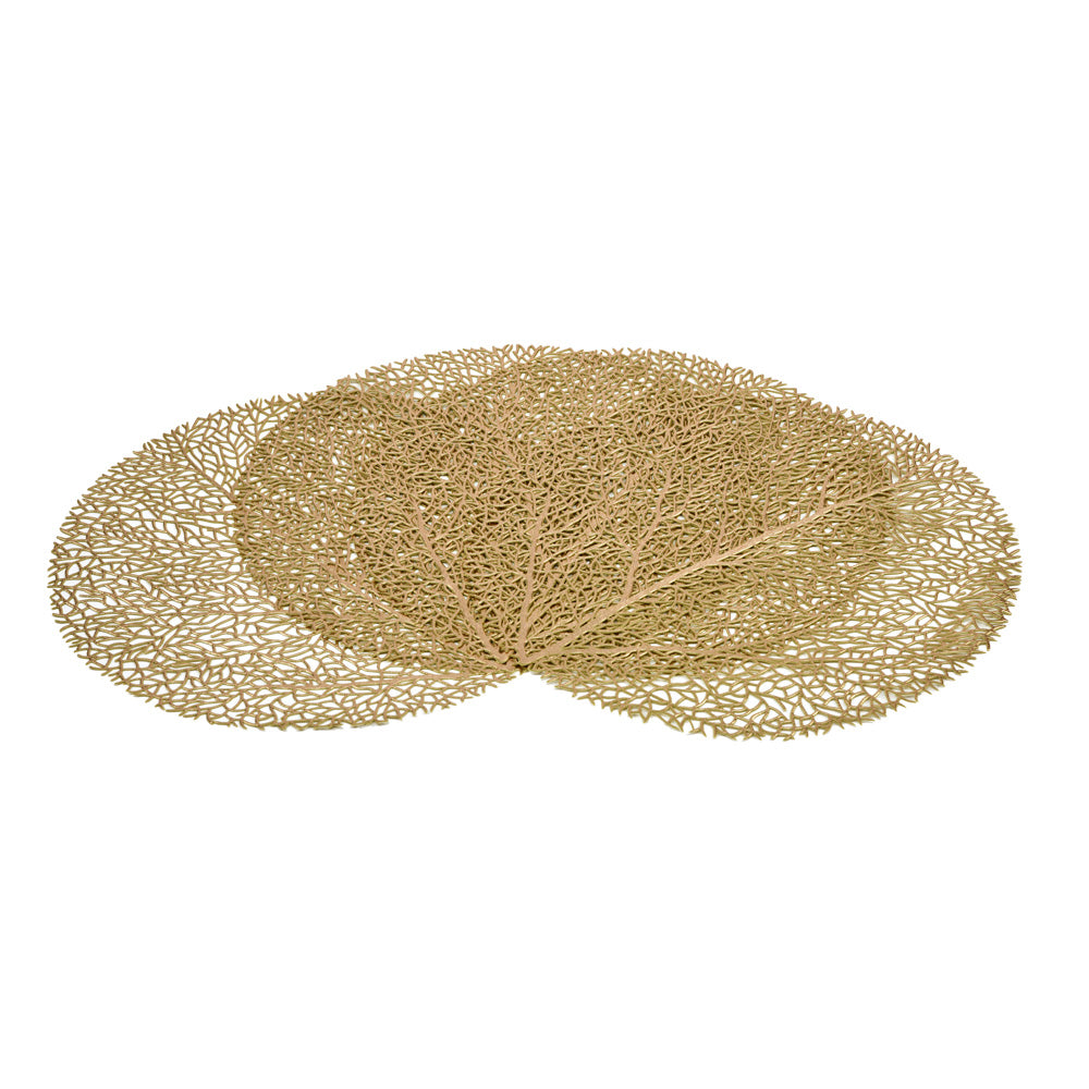 Round Abstract 38 x 38 cm PVC Table Placemat Set of 4 (Gold)