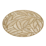 Round Leaf Design 38 x 38 cm PVC Table Placemat Set of 4 (Gold)