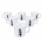 Arias by Lara Dutta Winter Forest Coffee Mugs Set of 6 (180 ml, White)