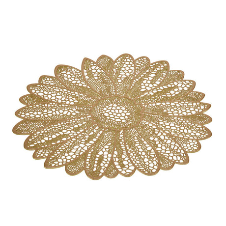 Floral Shaped 38 x 38 cm PVC Table Placemat Set of 4 (Gold)