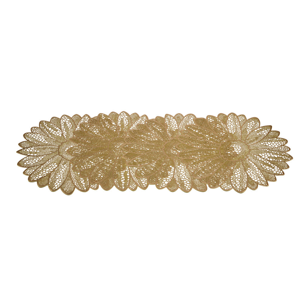 Floral Shaped 38 x 38 cm PVC Table Placemat Set of 4 (Gold)