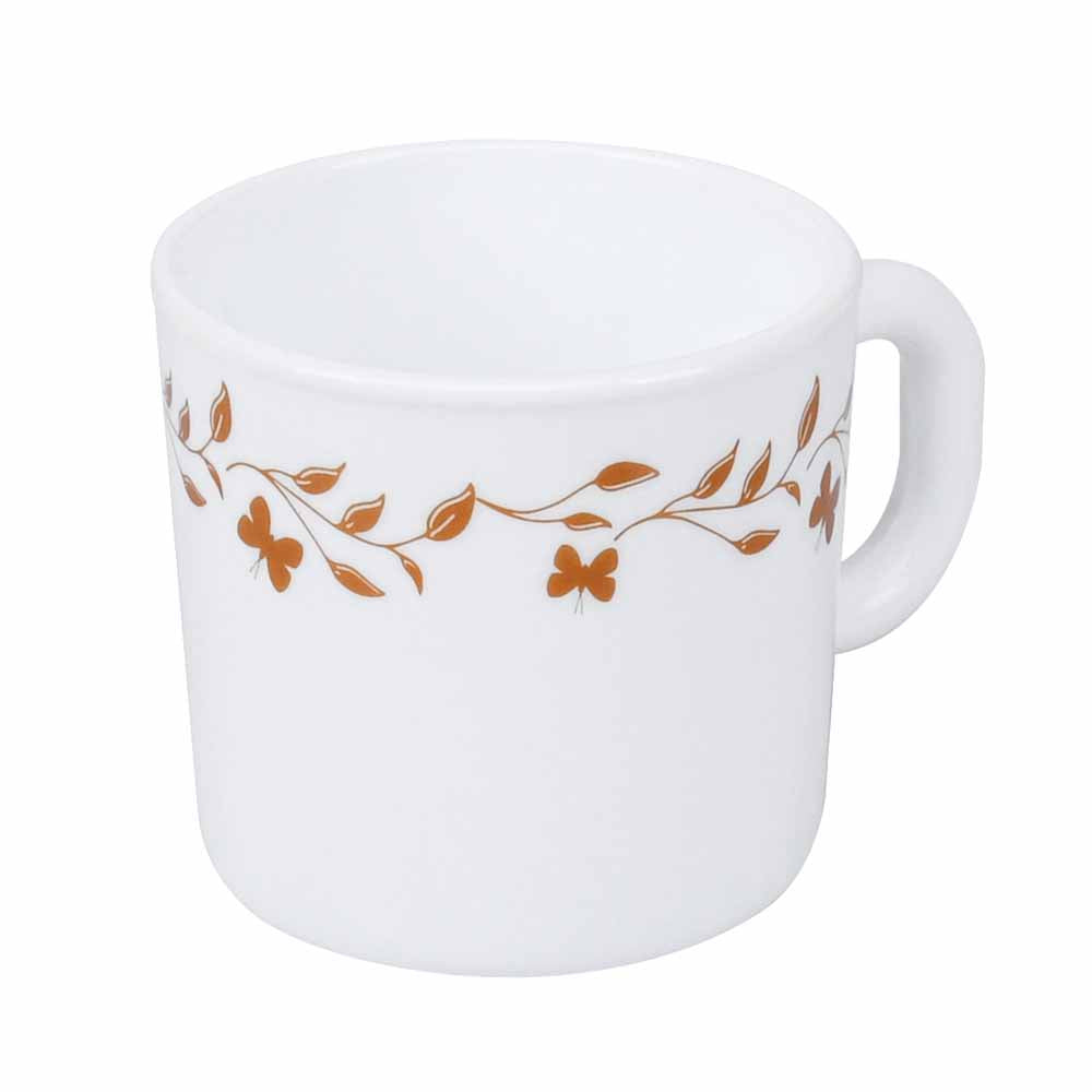 Arias by Lara Dutta Autumn Grace Coffee Mugs Set of 6 (180 ml, White)