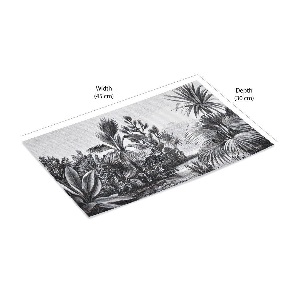 Nature Printed 45 x 30 cm PVC Table Placemat Set of 4 (Black)