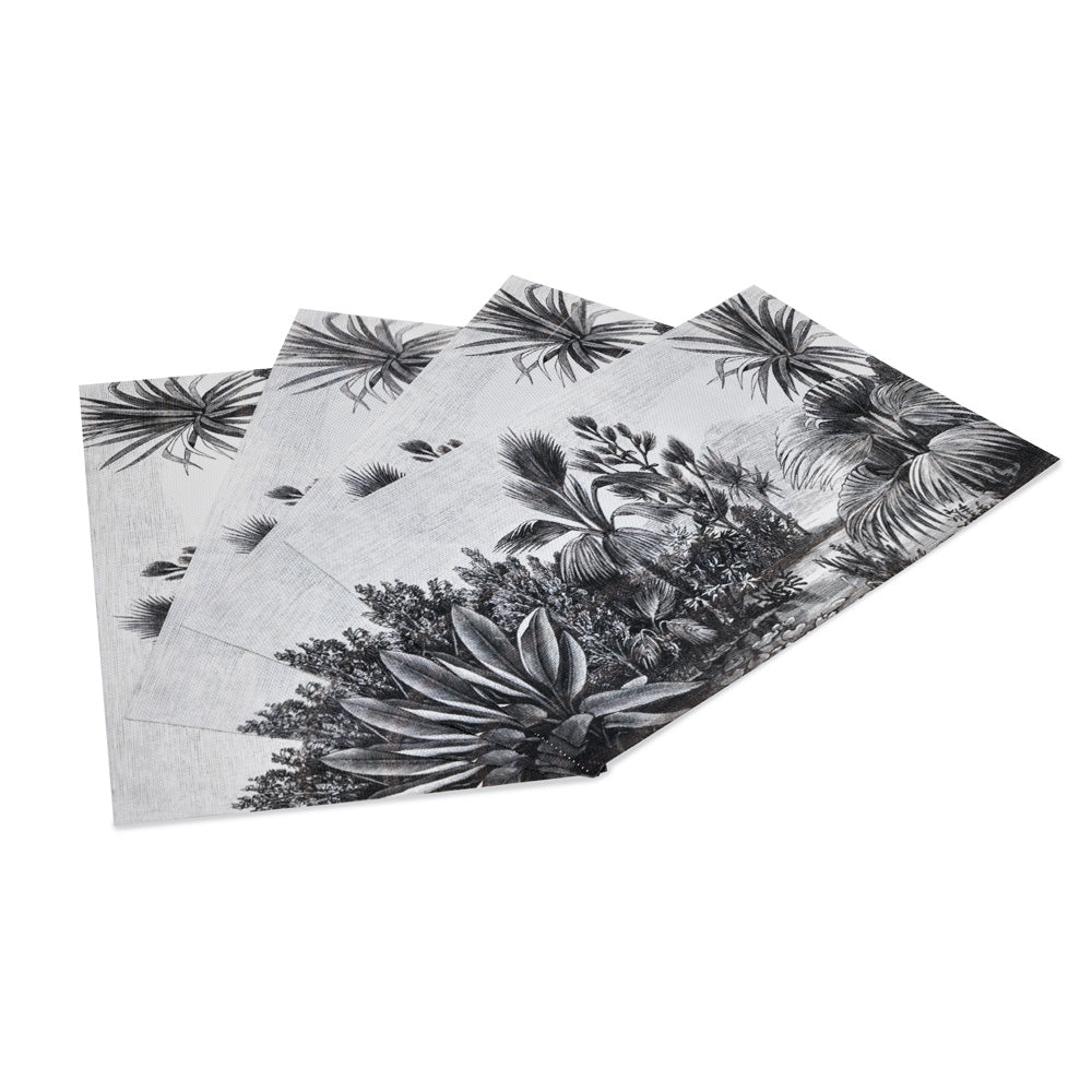 Nature Printed 45 x 30 cm PVC Table Placemat Set of 4 (Black)