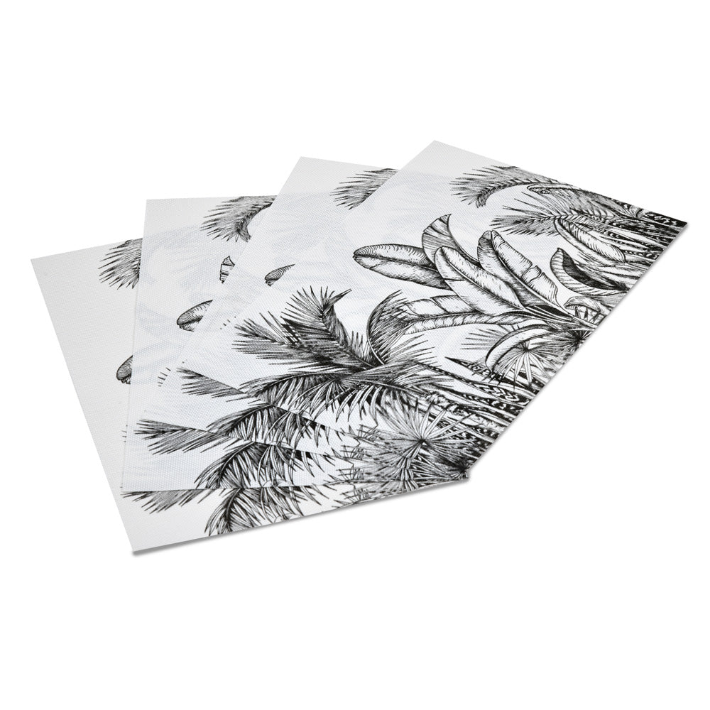 Nature Printed 45 x 30 cm PVC Table Placemat Set of 4 (Black)