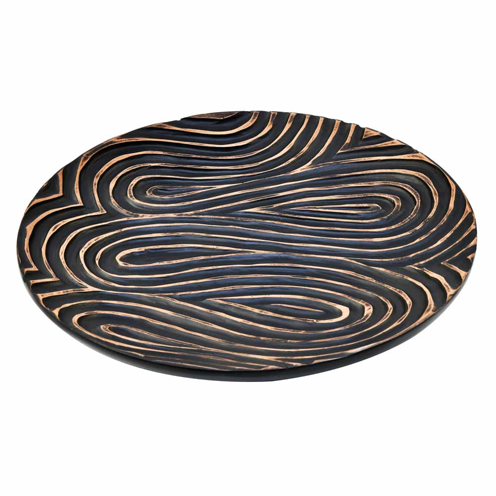 Round Polyresin Decorative Platter (Black & Brown)