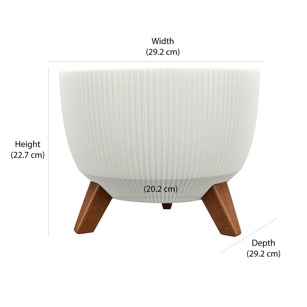 Tri Leg Fluted Design Polypropylene Planter (Cream)